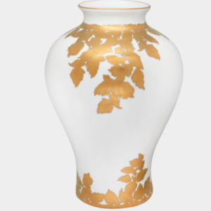 "Golden Leaf White Vase"