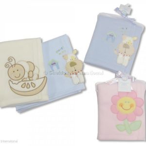 Baby Fleece Embroidered Blanket - 3d and Tuling Bag
